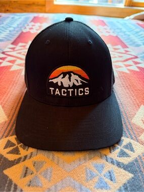 Tactics Black Trucker Hat Mountain Sunset Snapback Cap